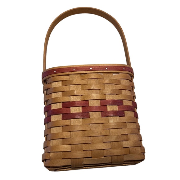 Vintage Accents Vintage Bradford Basket Company Handwoven Hanging Handle Basket Made In The